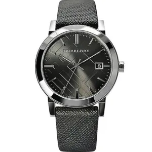 Burberry Heritage Black Leather Strap Black Dial Quartz Unisex Watch - BU9024