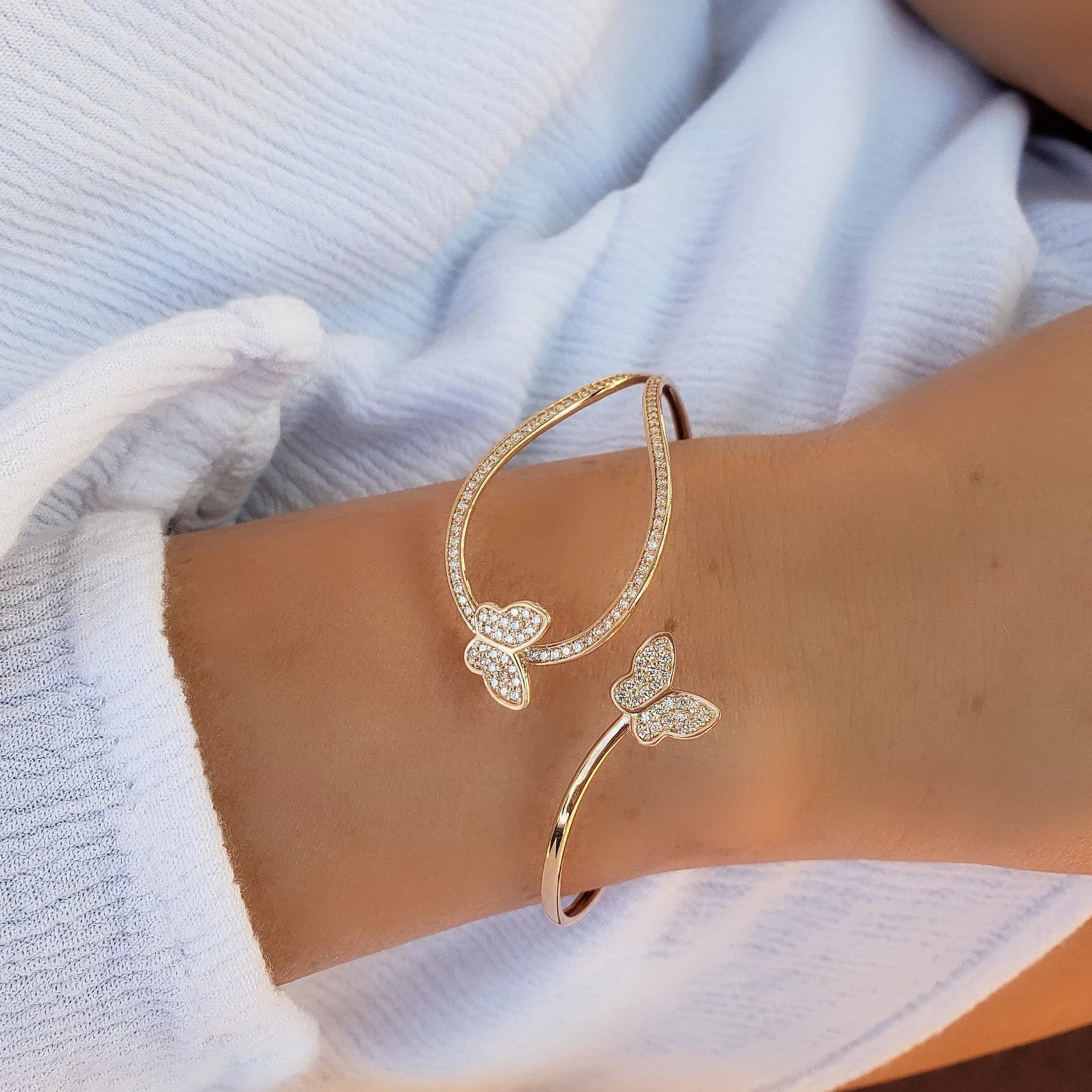 Butterfly Twist Diamond Bangle
