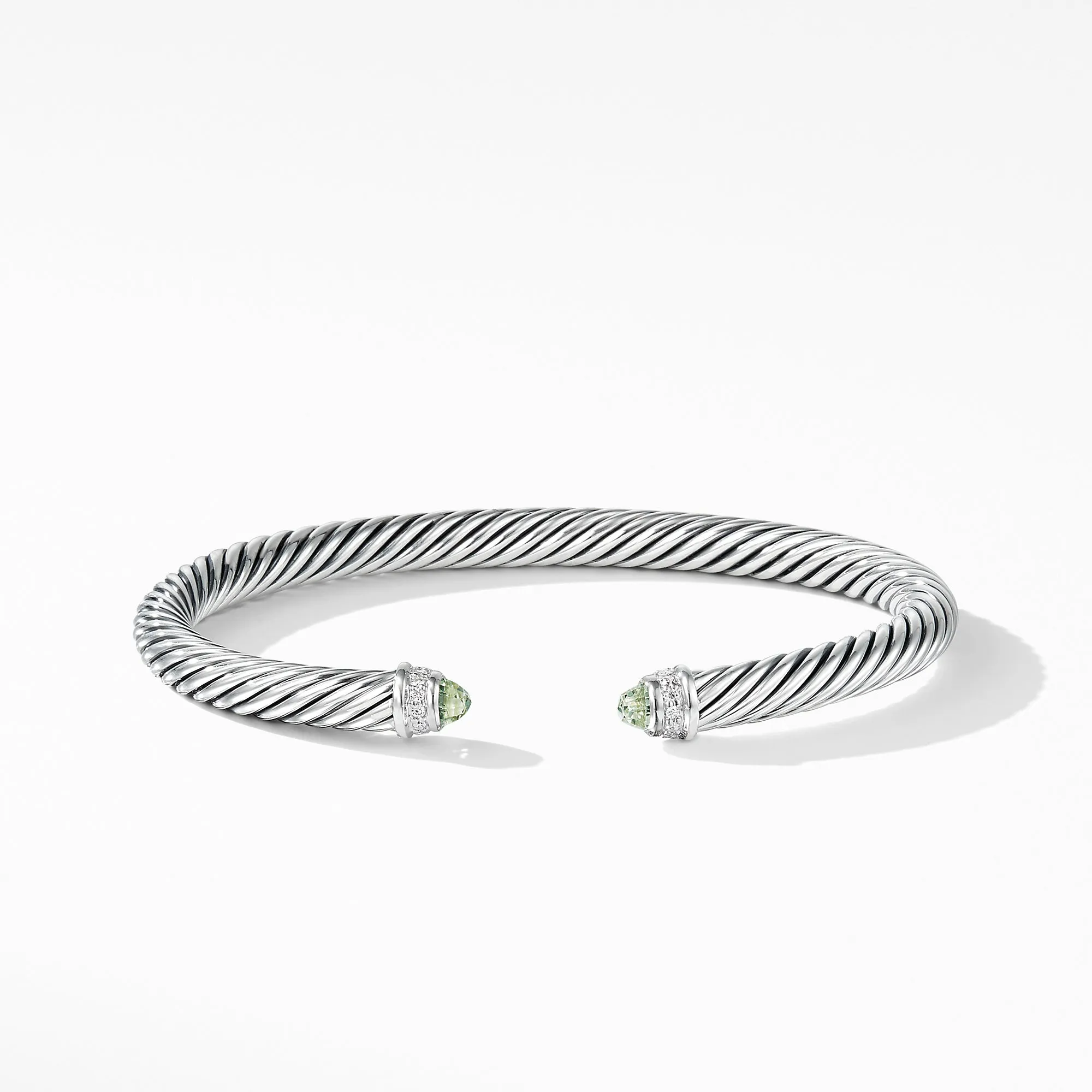 Cable Classic Bracelet with Prasiolite and Diamonds, Size Medium