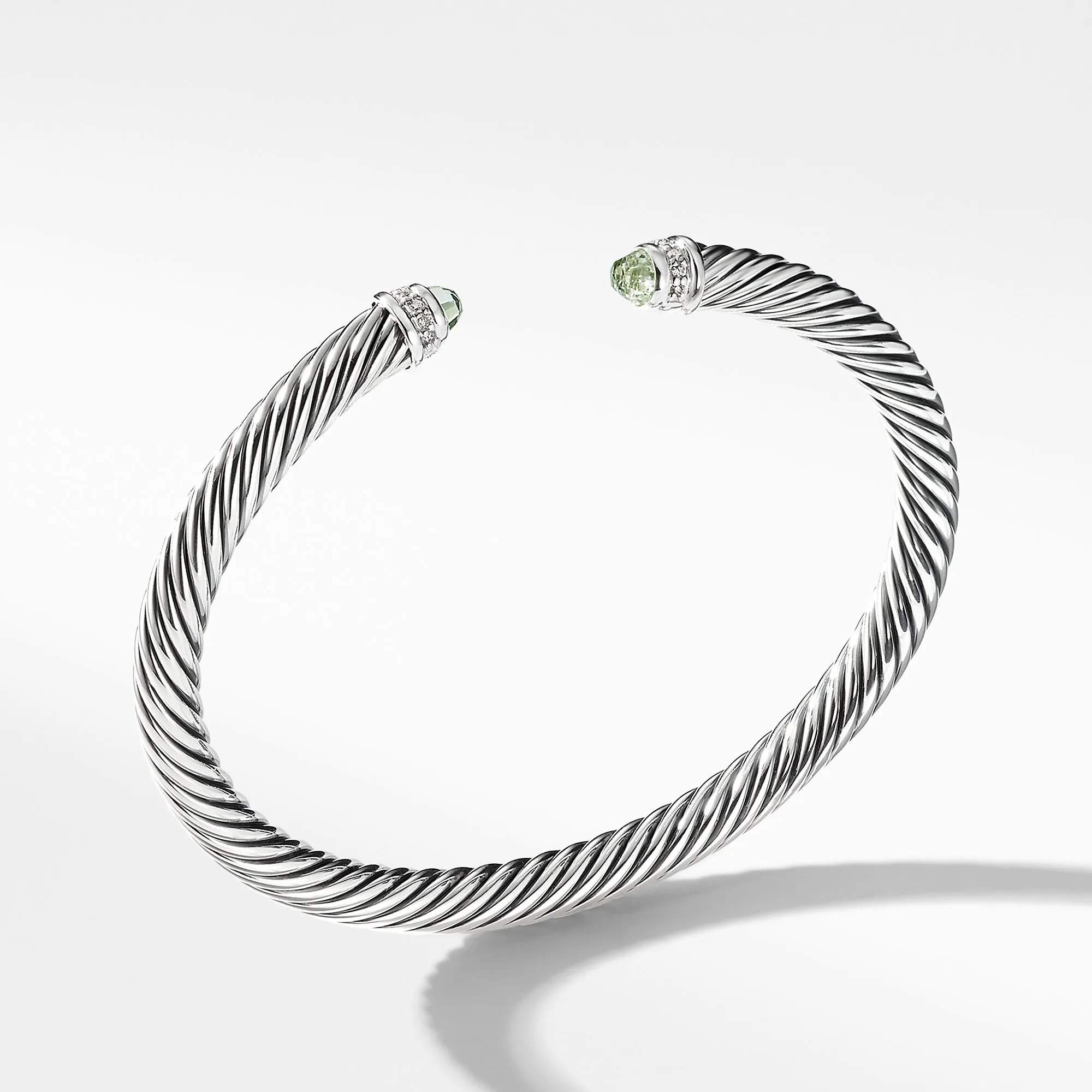 Cable Classic Bracelet with Prasiolite and Diamonds, Size Medium