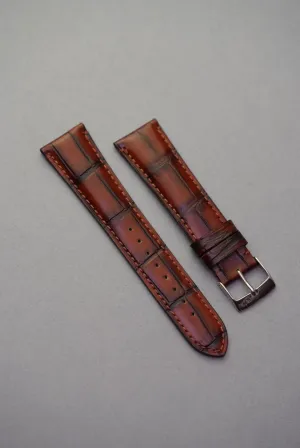 Calfskin Leather Embossed Alligator Watch Strap