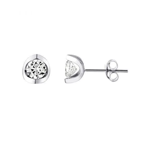 Canadian Diamond 0.50ct Solitaire Earrings in Tension Set in 14K White Gold