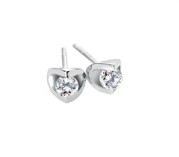 Canadian Diamond 0.50ct Solitaire Earrings in Tension Set in 14K White Gold