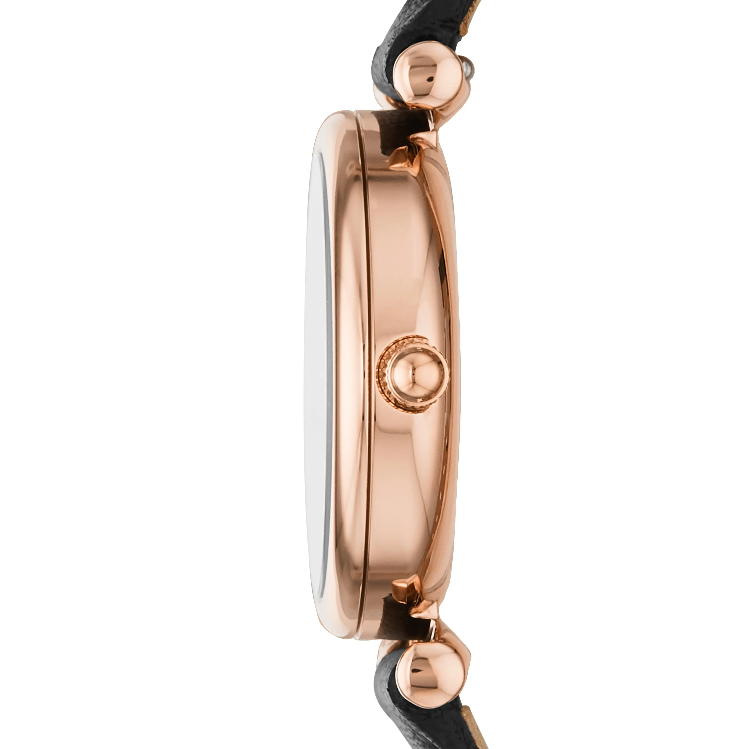 Carlie Mini Three-Hand Black Leather Watch