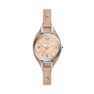 Carlie Three-Hand Latte Eco Leather Watch