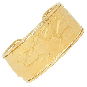 Carrera Y Carrera 1980's 18 Karat Yellow Gold Ecuestre Horse Vintage Cuff Bracelet