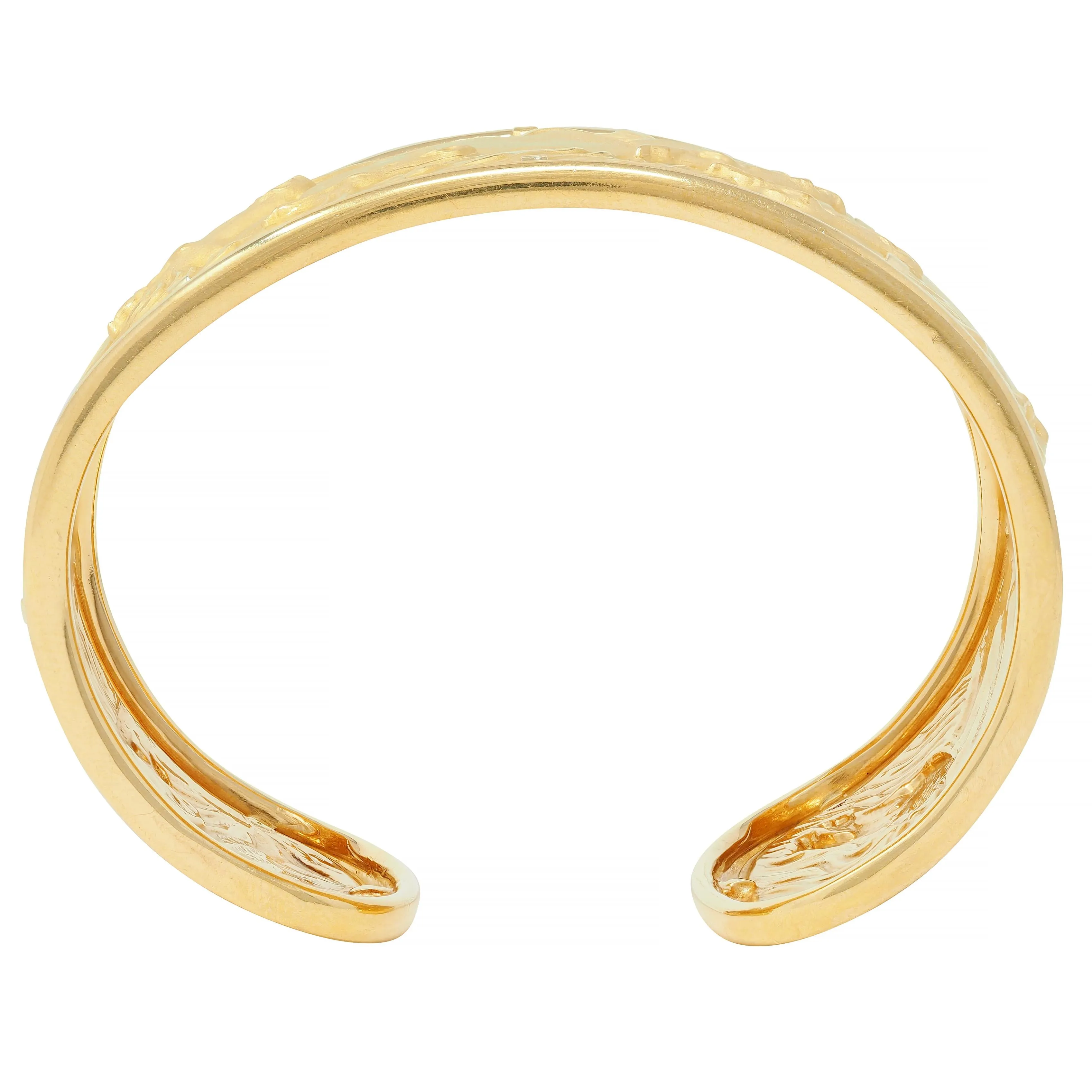 Carrera Y Carrera 1980's 18 Karat Yellow Gold Ecuestre Horse Vintage Cuff Bracelet