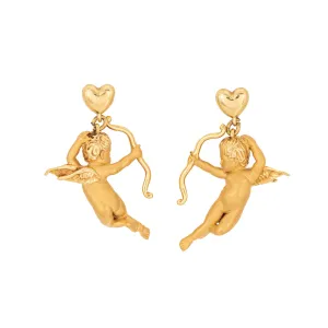 Carrera y Carrera Cupid Drop Earrings Estate 18k Yellow Gold COA Signed Jewelry