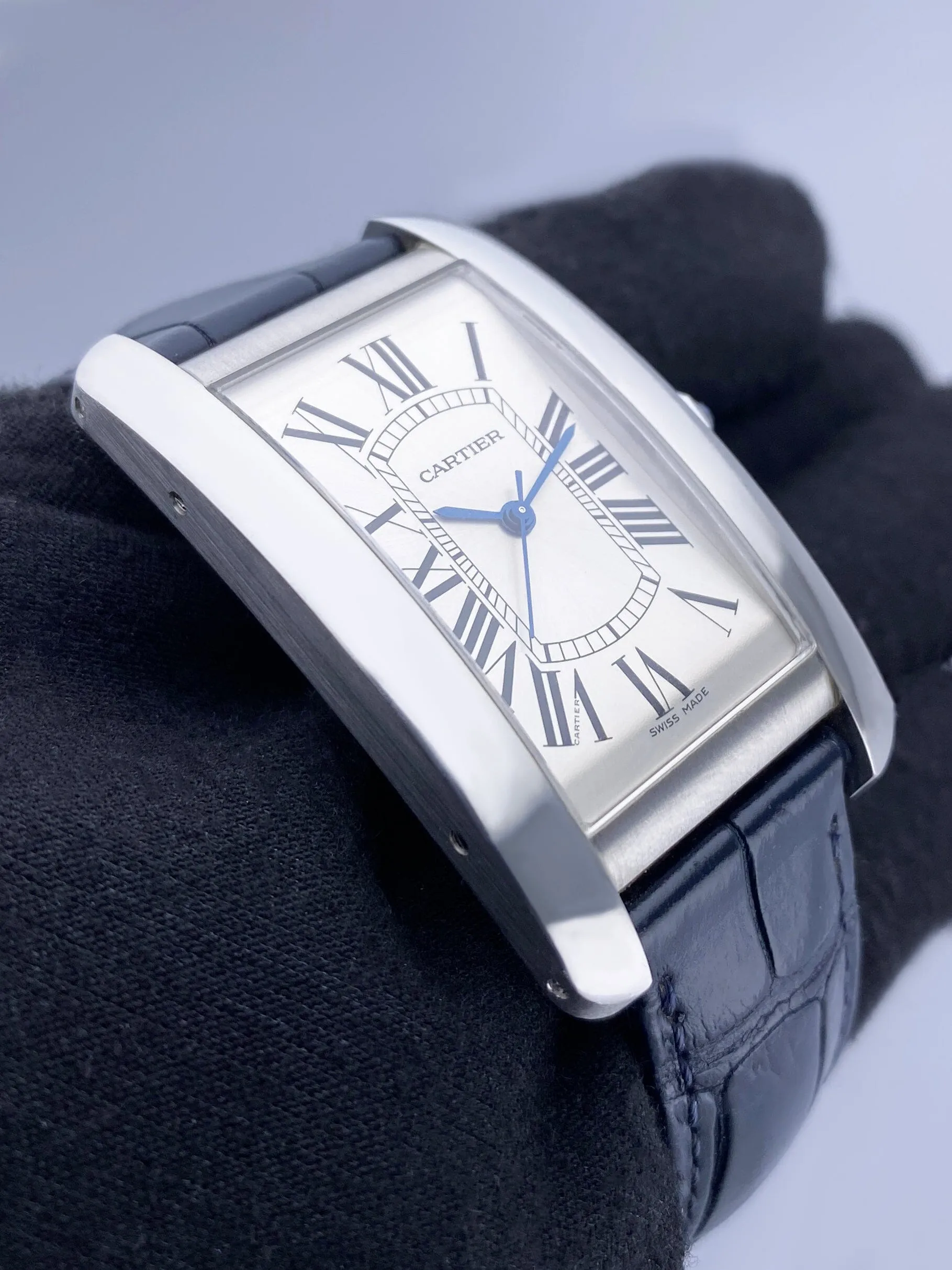 Cartier Tank Americaine Large WSTA0018 Steel Mens Watch Box Papers