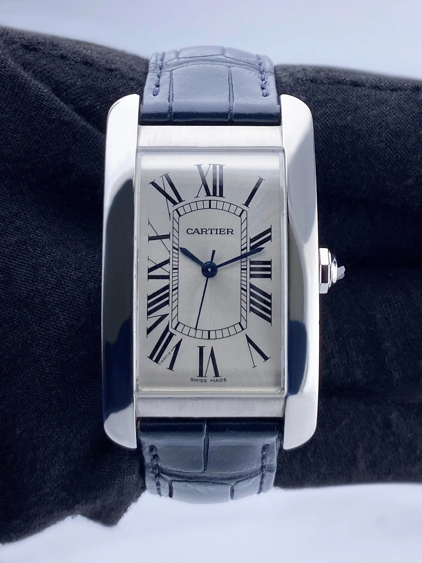Cartier Tank Americaine Large WSTA0018 Steel Mens Watch Box Papers
