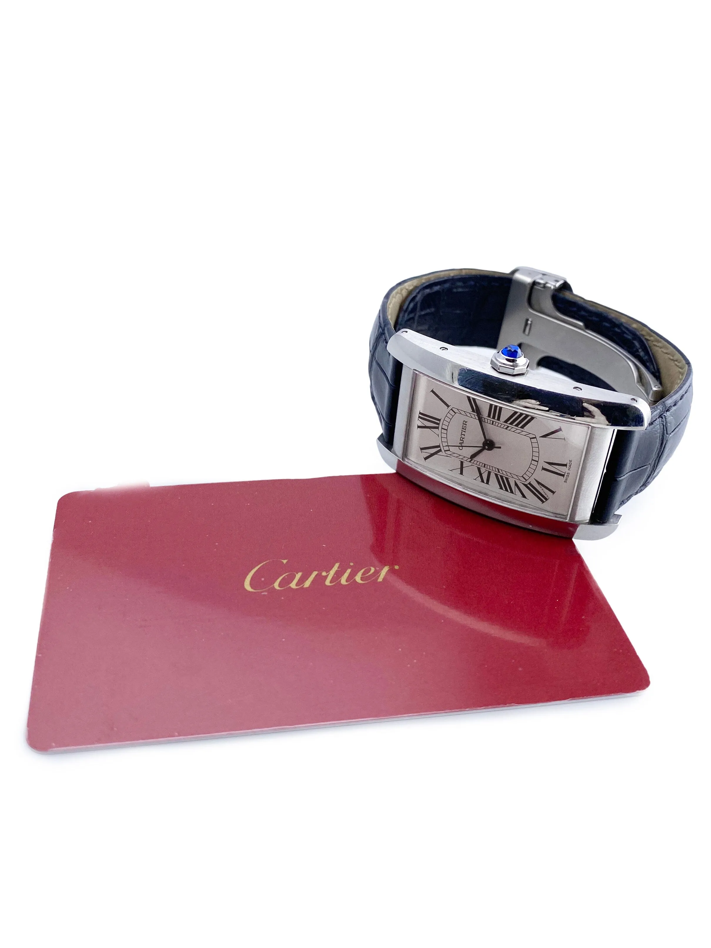 Cartier Tank Americaine Large WSTA0018 Steel Mens Watch Box Papers