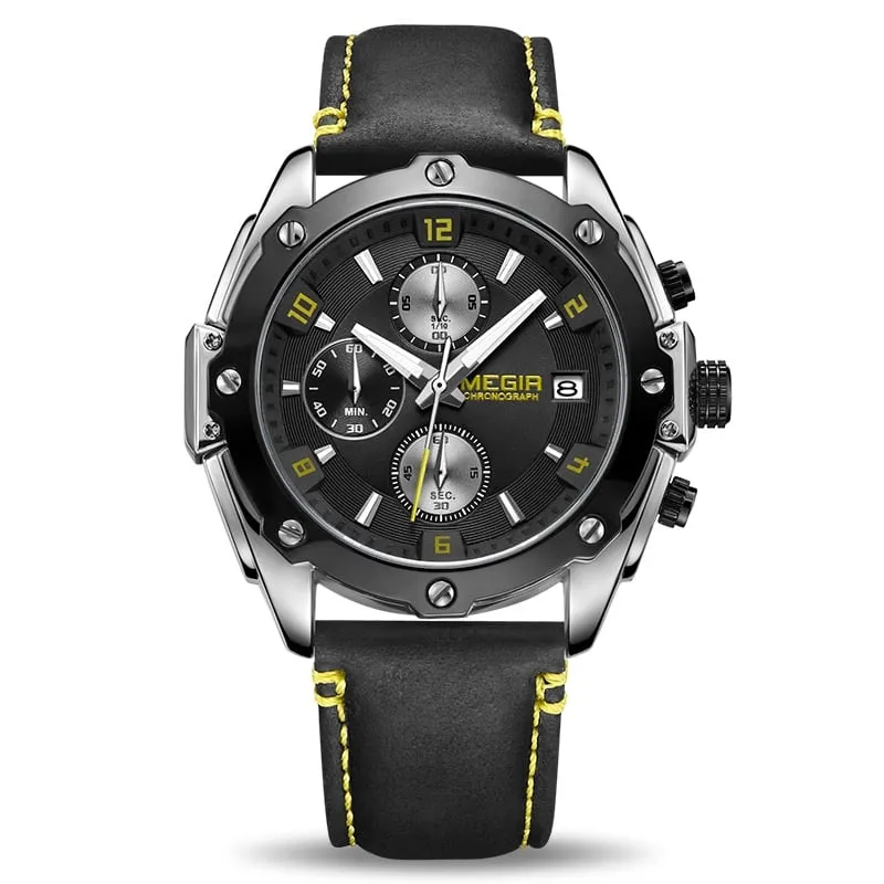 Casual Quartz Watches for Men with Leather Strap