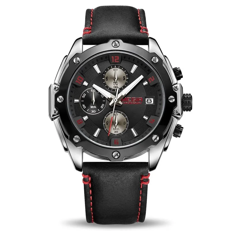 Casual Quartz Watches for Men with Leather Strap