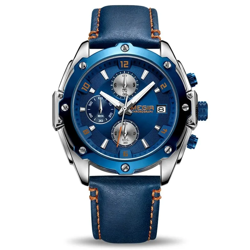 Casual Quartz Watches for Men with Leather Strap