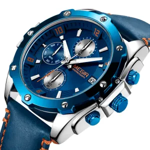 Casual Quartz Watches for Men with Leather Strap