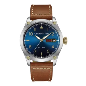 Cerruti 1881 Borgatello Gents Navy Dial Light Brown Leather Strap Watch