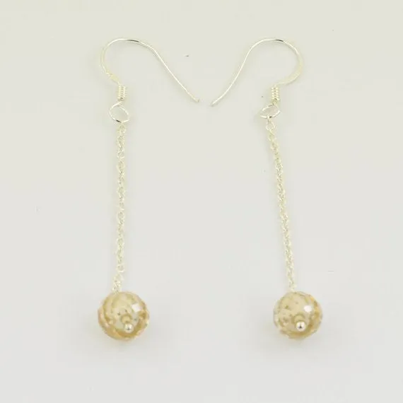 Certified 5mm Champagne Diamond Dangler Earrings in 925 Silver. Very Elegant & Great Shine