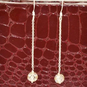 Certified 5mm Champagne Diamond Dangler Earrings in 925 Silver. Very Elegant & Great Shine