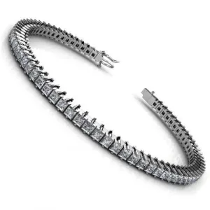 Certified 9.00CT Princess cut Tennis Bracelet in 18KT White Gold