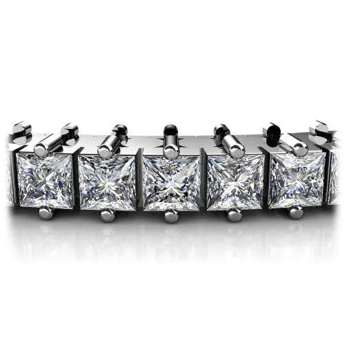 Certified 9.00CT Princess cut Tennis Bracelet in 18KT White Gold