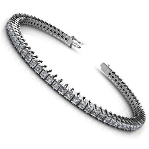 Certified 9.00CT Princess cut Tennis Bracelet in 18KT White Gold