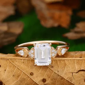 Certified Emerald Lab Grown Diamond Cluster Engagement Ring