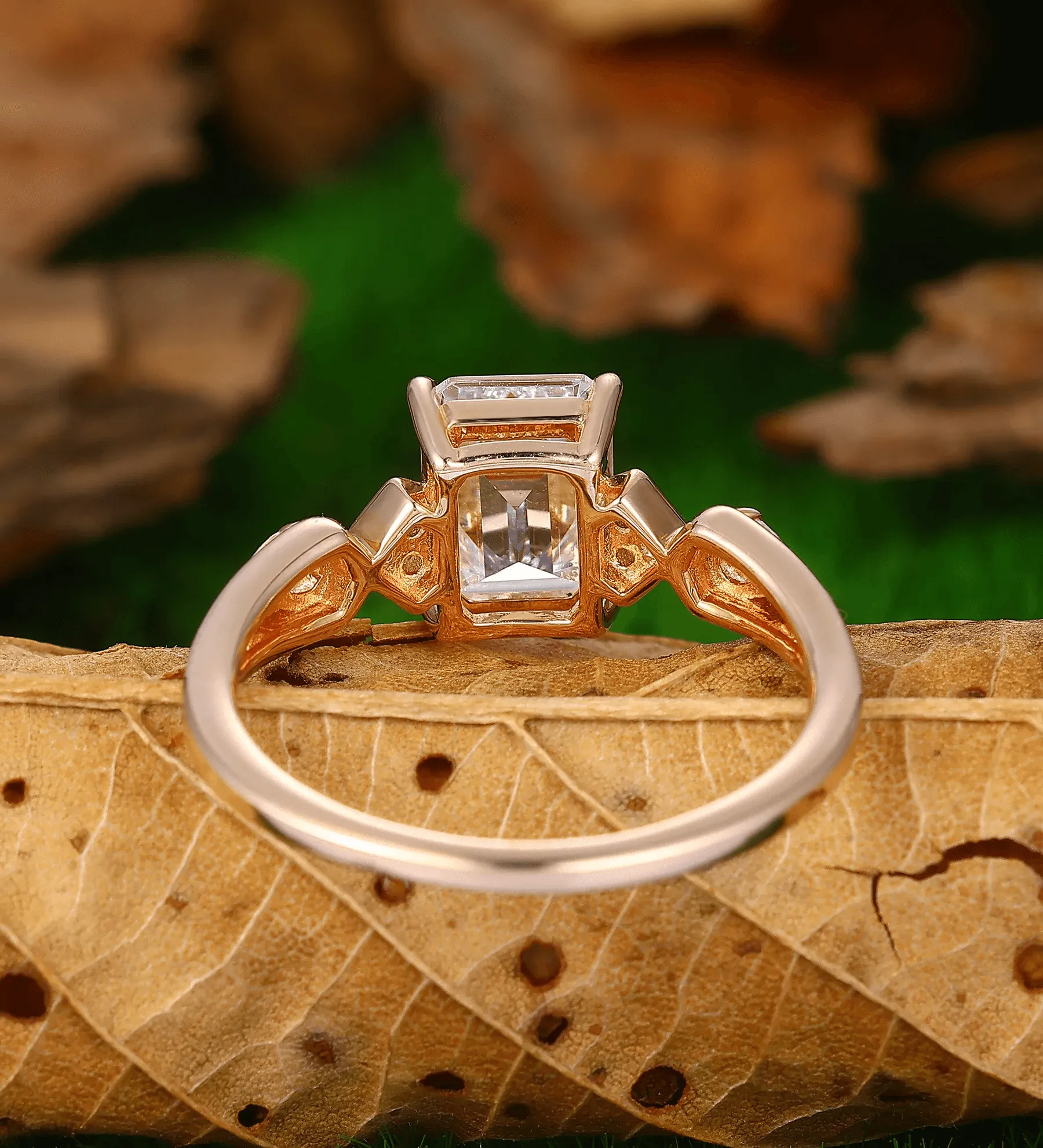 Certified Emerald Lab Grown Diamond Cluster Engagement Ring