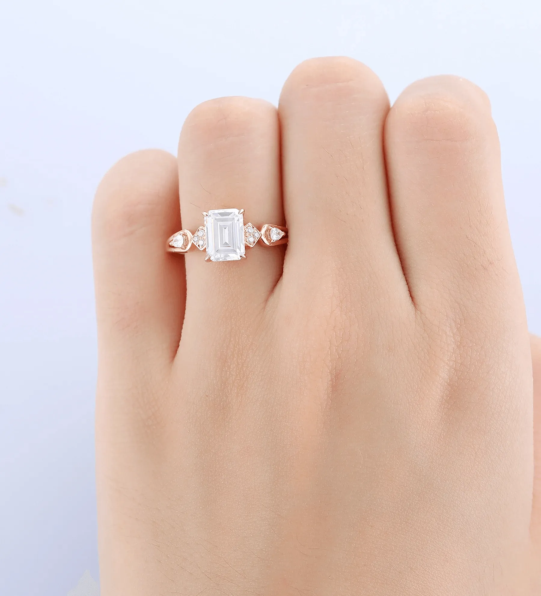 Certified Emerald Lab Grown Diamond Cluster Engagement Ring