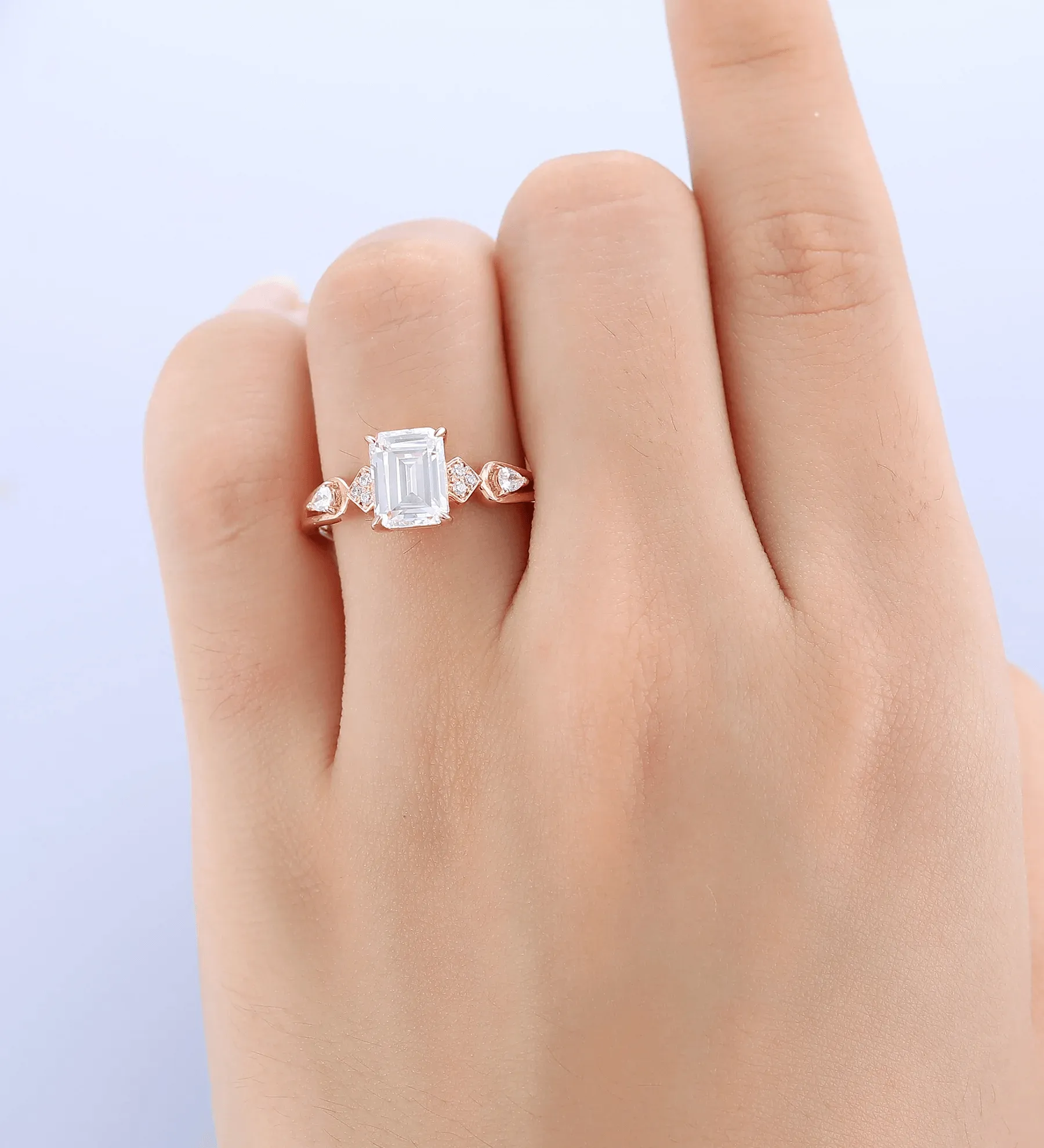 Certified Emerald Lab Grown Diamond Cluster Engagement Ring