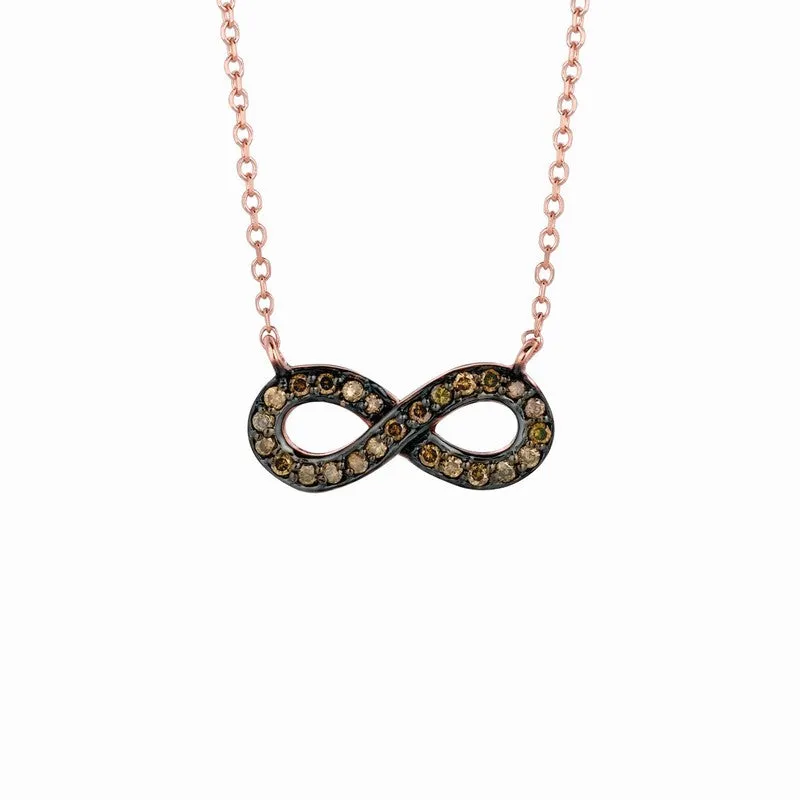 CHAMPAGNE DIAMOND INFINITY NECKLACE 14K GOLD (0.15 CTW)