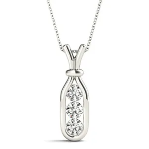 Channel Set 0.50 ctw Round Diamond Three Stone Necklace Pendant