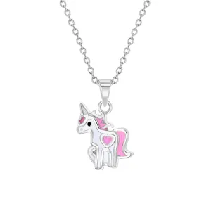 Children's Love Unicorn Necklace in Sterling Silver