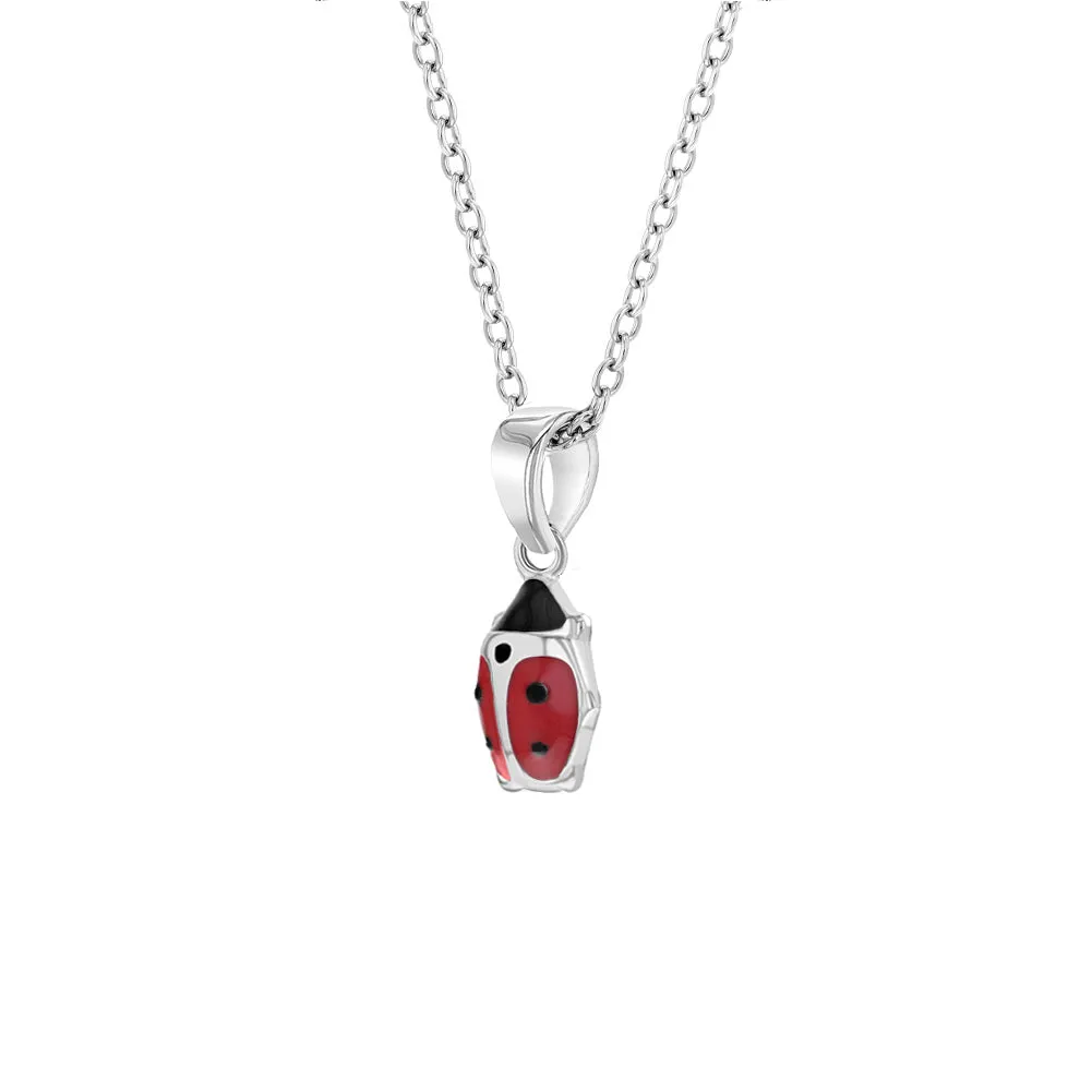 Childrens' Red Ladybug Necklace in Sterling Silver