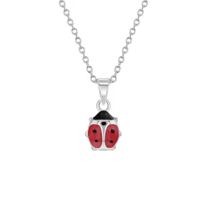 Childrens' Red Ladybug Necklace in Sterling Silver