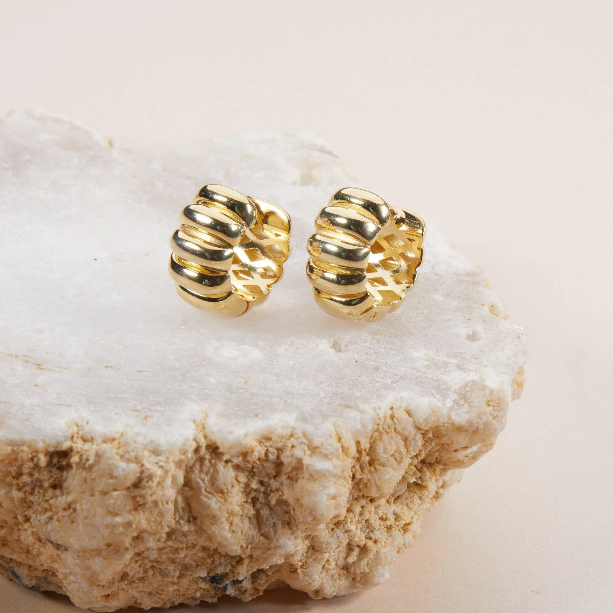 Chunky Croissant Hinged Hoop Earrings - 18K Gold Vermeil