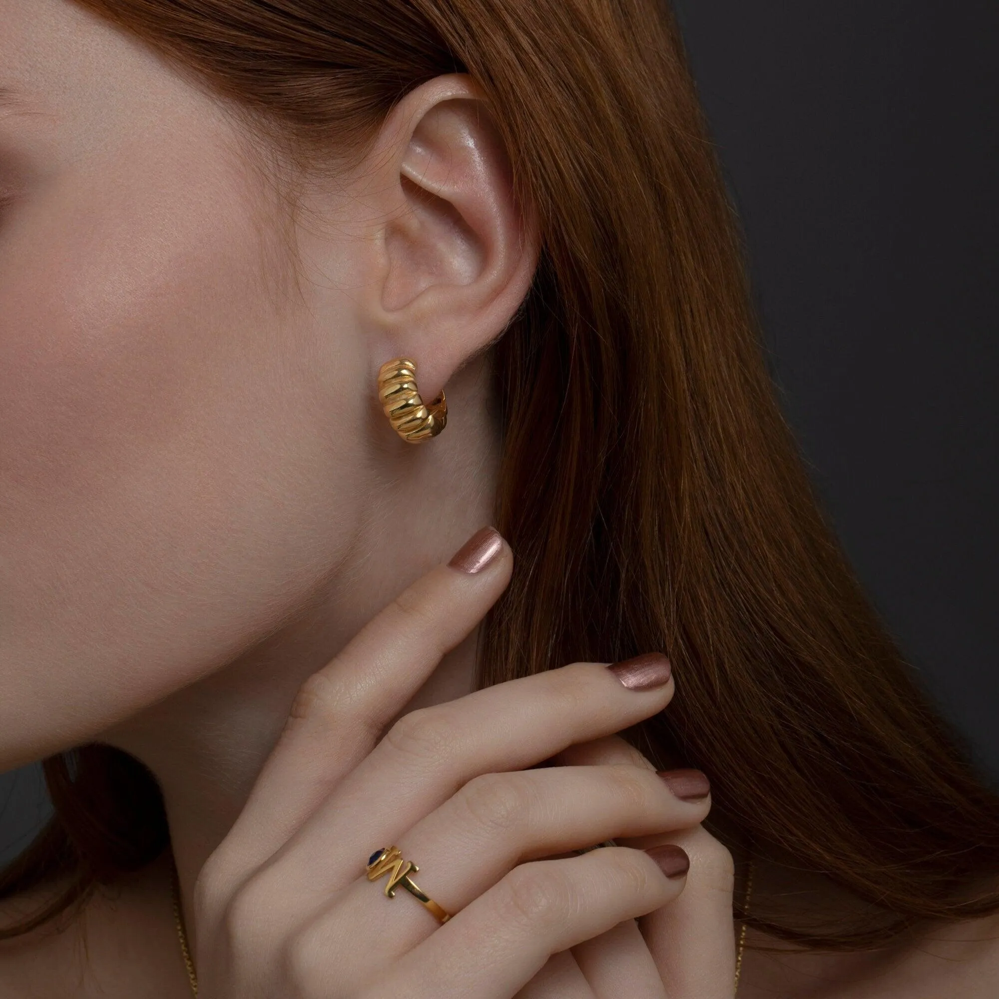 Chunky Croissant Hinged Hoop Earrings - 18K Gold Vermeil