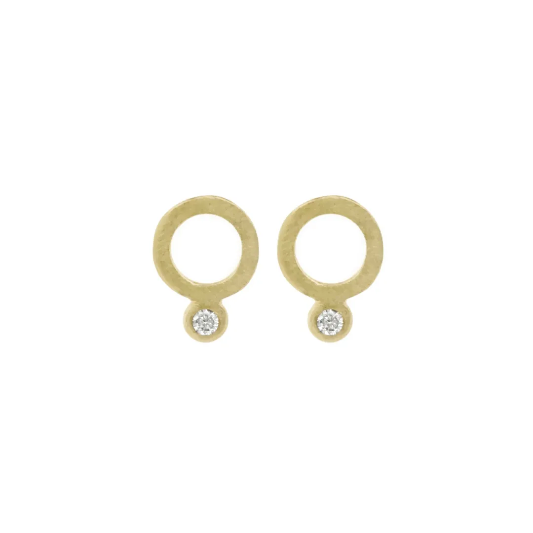 Circle Diamond Stud Earrings