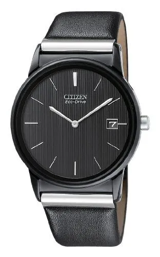 Citizen Eco-Drive Black Dial Leather Strap Men's Watch AU1035-08E