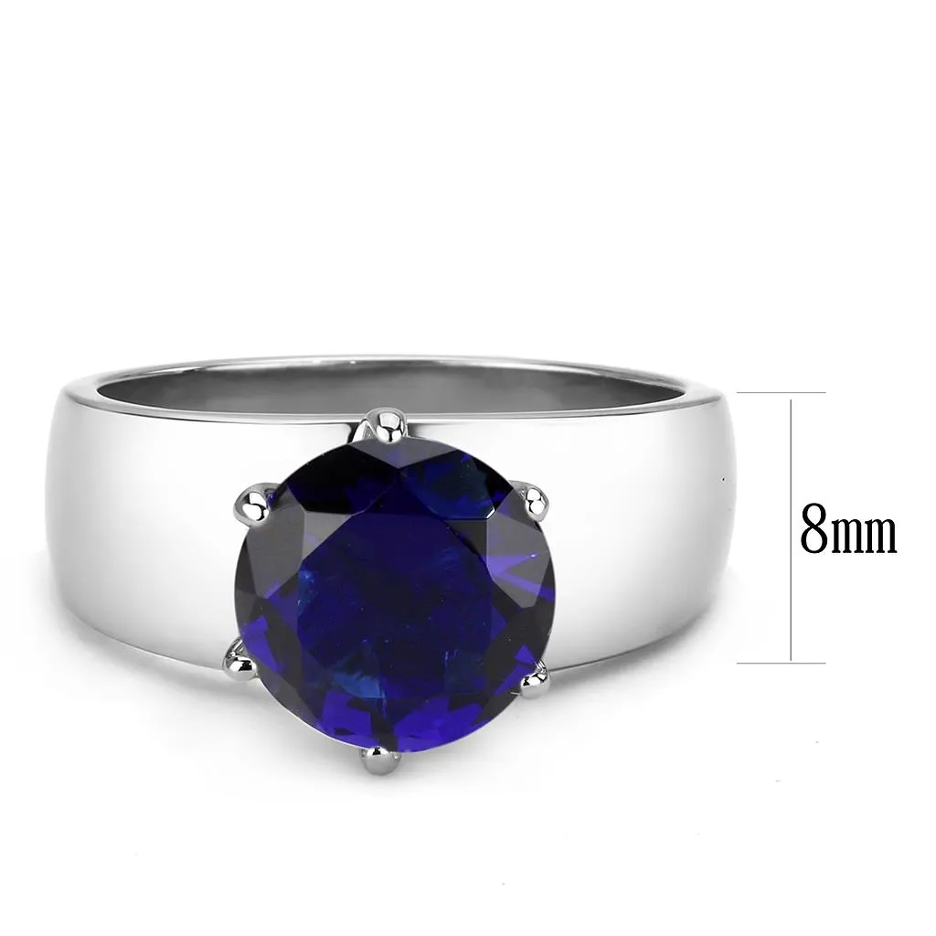 CJ52009 Wholesale Women's Stainless Steel Synthetic Montana Round Solitaire Ring