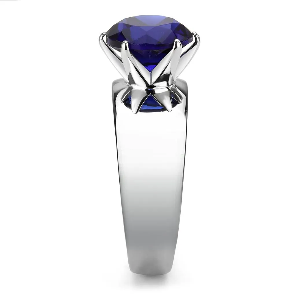 CJ52009 Wholesale Women's Stainless Steel Synthetic Montana Round Solitaire Ring