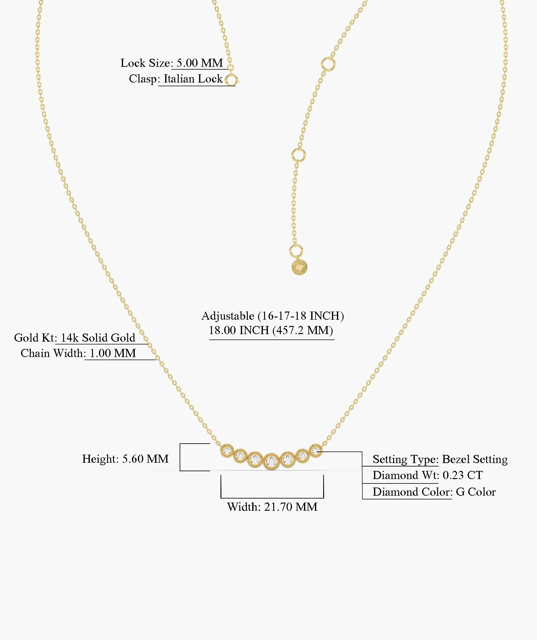 Classic Bezel Diamond Line Necklace