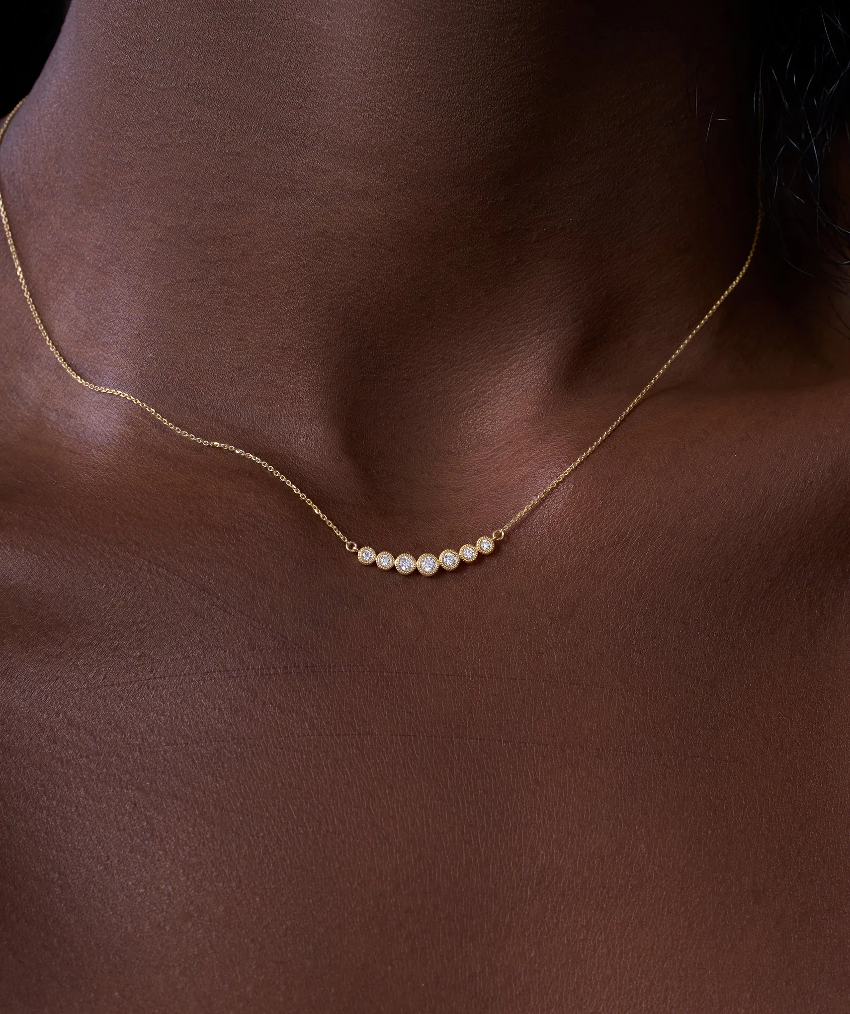 Classic Bezel Diamond Line Necklace