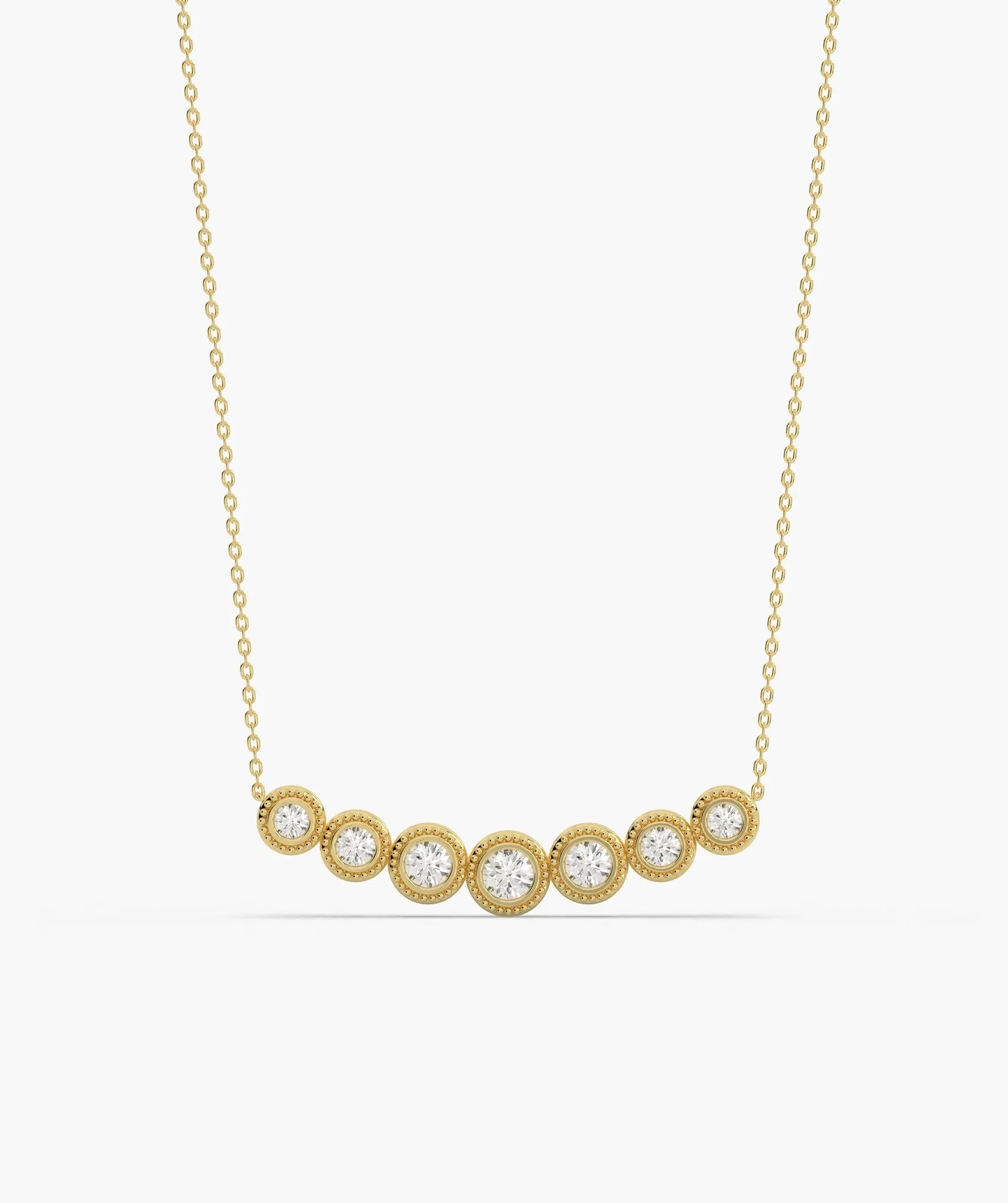 Classic Bezel Diamond Line Necklace