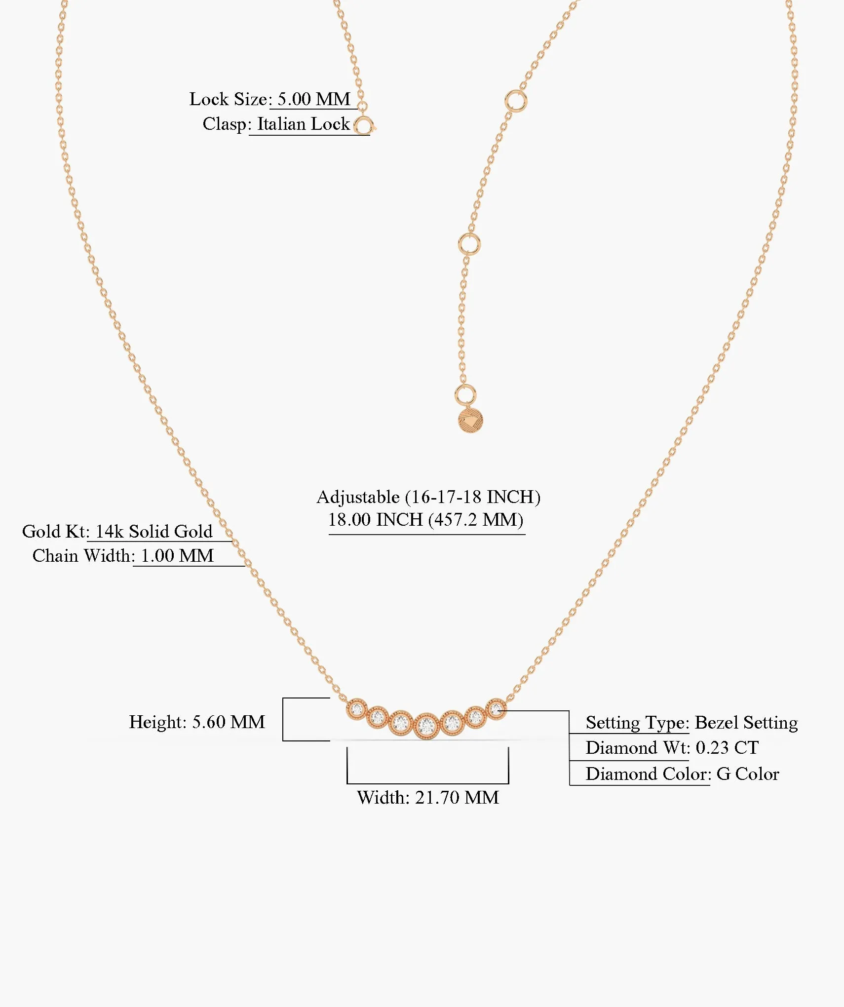 Classic Bezel Diamond Line Necklace
