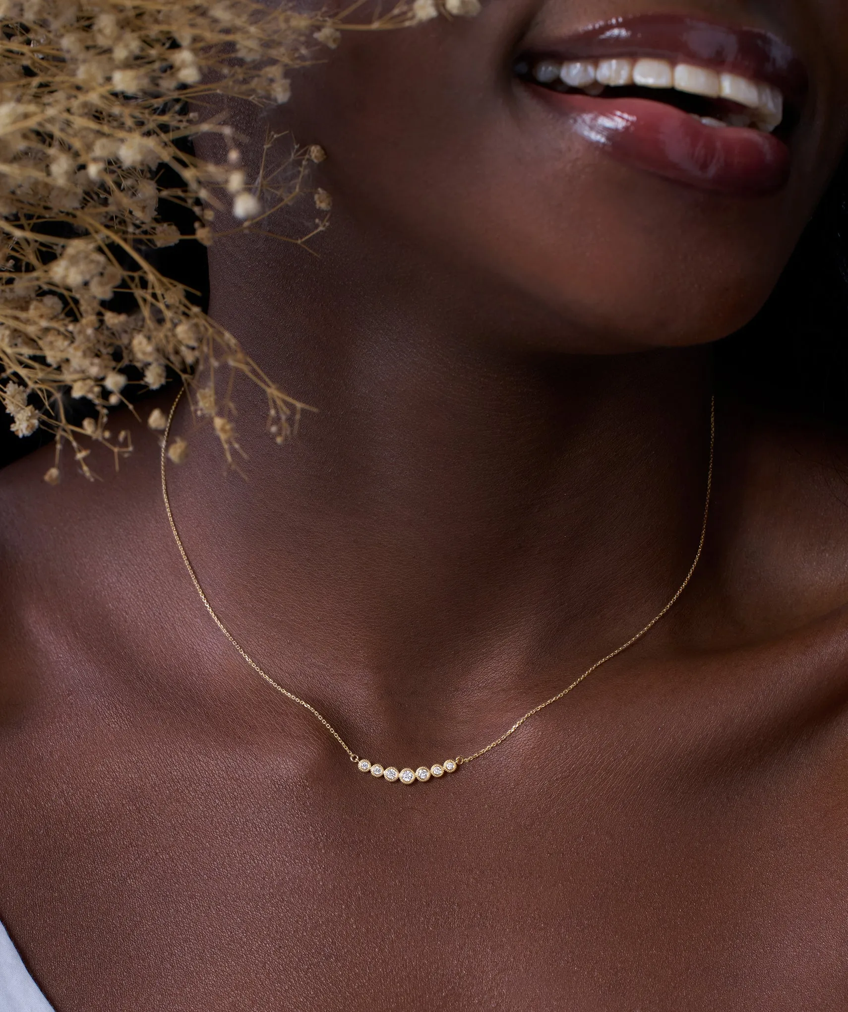 Classic Bezel Diamond Line Necklace