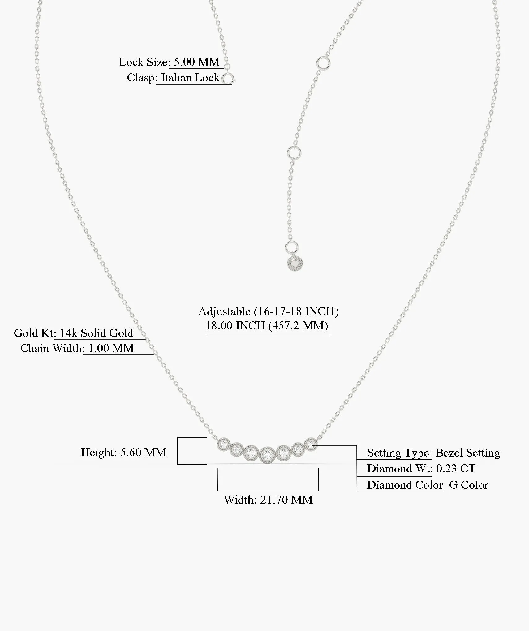 Classic Bezel Diamond Line Necklace