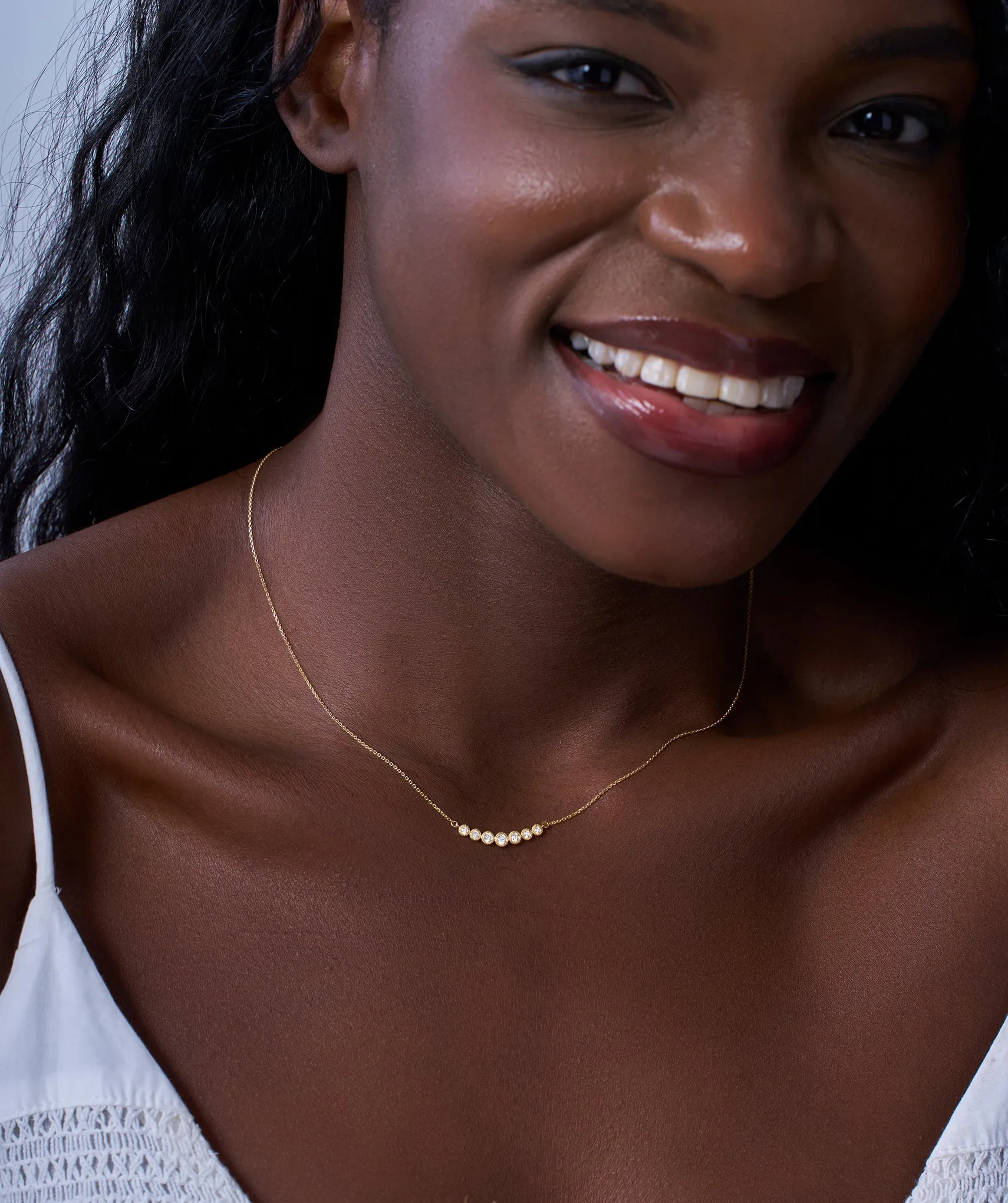 Classic Bezel Diamond Line Necklace