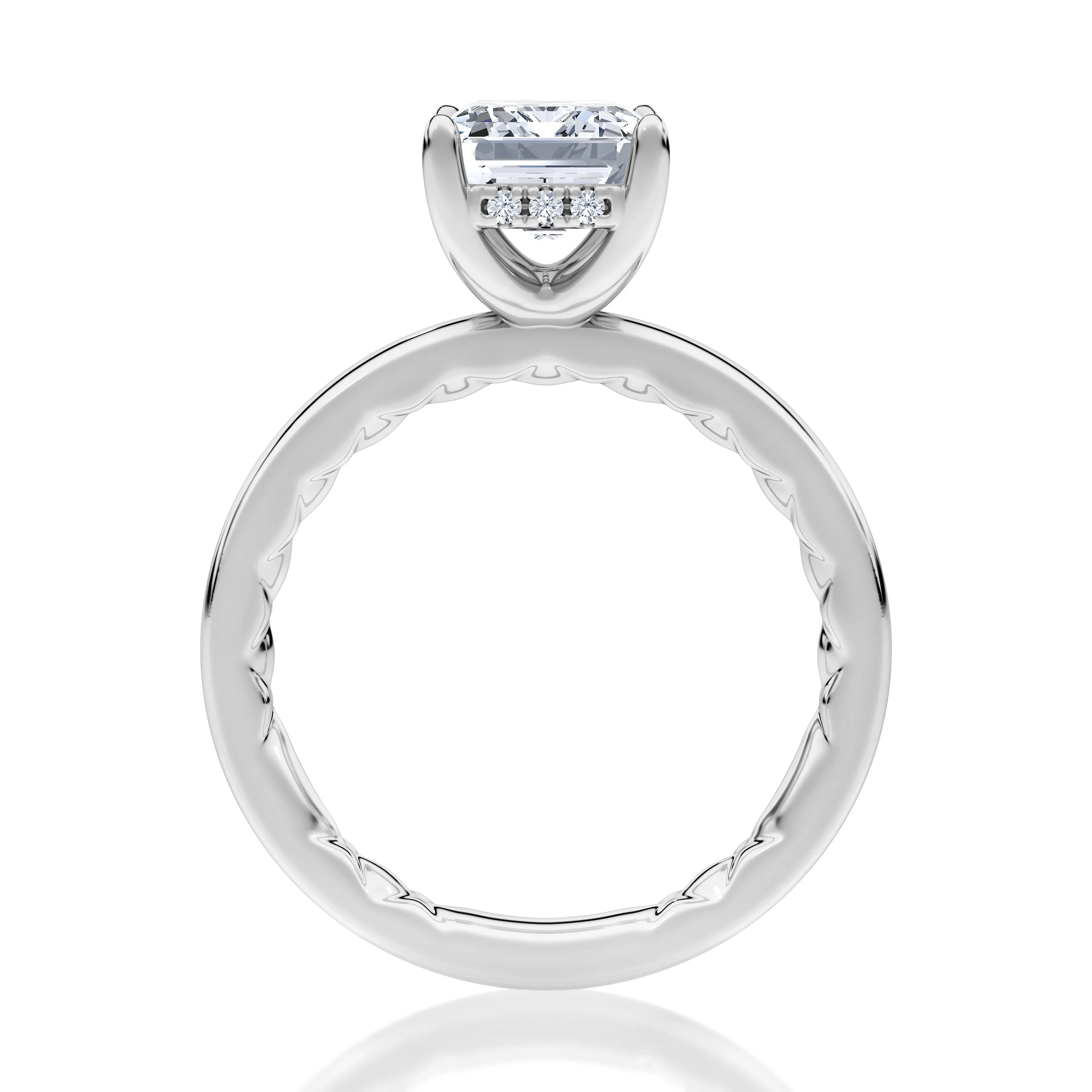 Classic Four Prongs Solitaire Emerald Center Diamond Engagement Ring