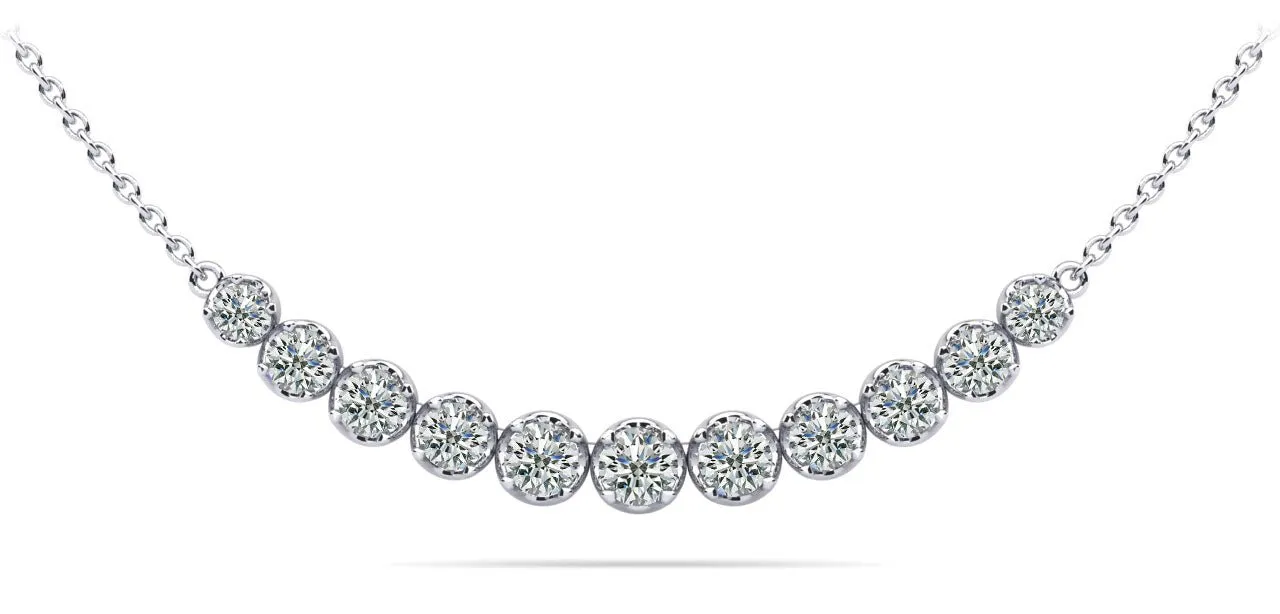 Classic Strand Necklace With Graduated Diamonds And Diamond Chain  with 0.99 ct.(finished)
