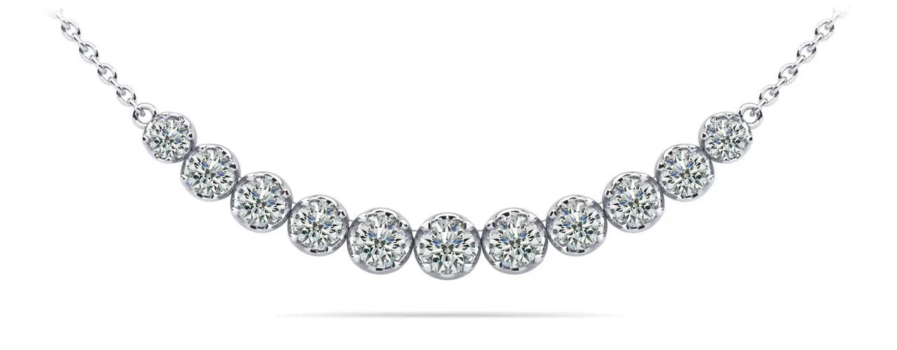 Classic Strand Necklace With Graduated Diamonds And Diamond Chain  with 0.99 ct.(finished)